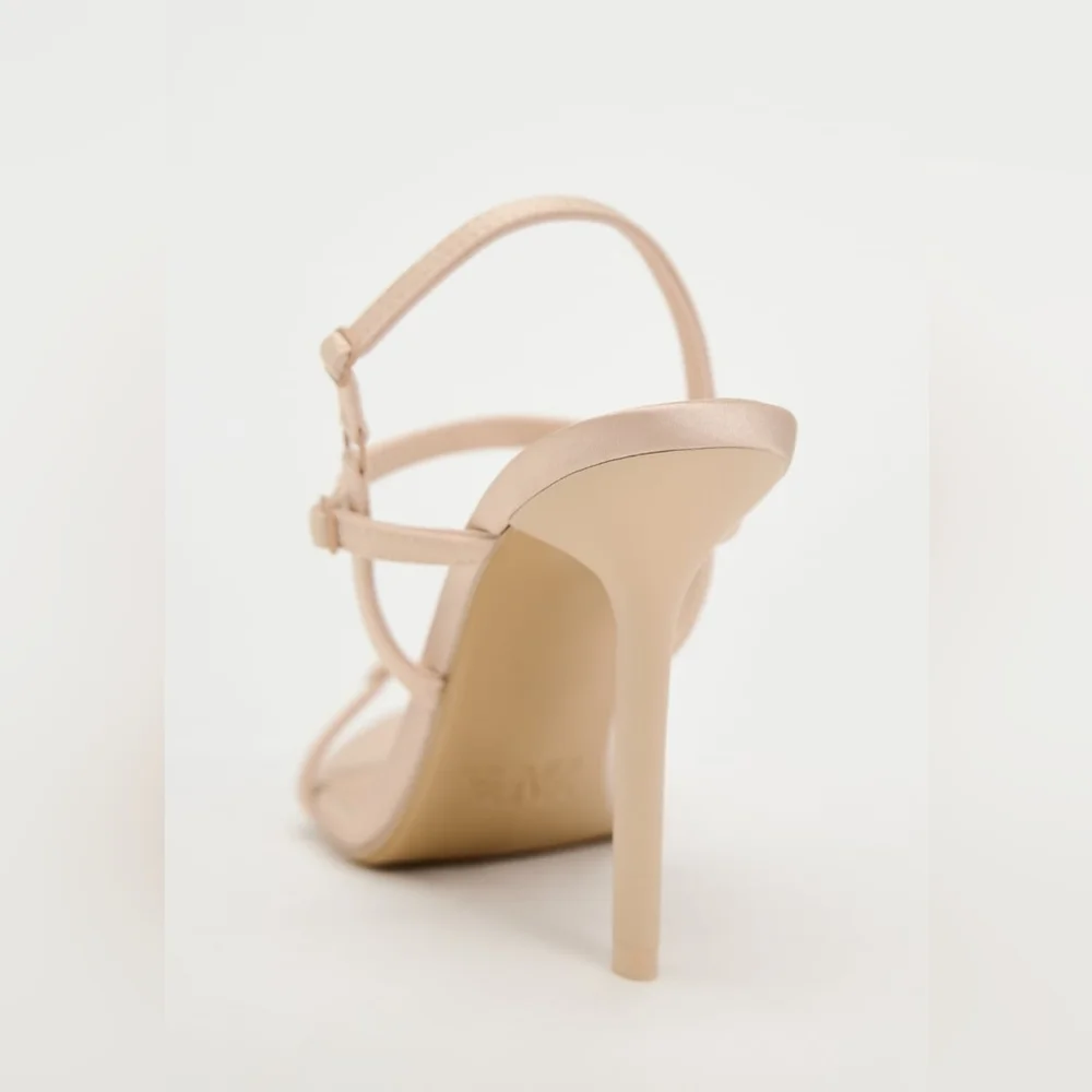ZARA HIGH HEELED FABRIC SANDALS